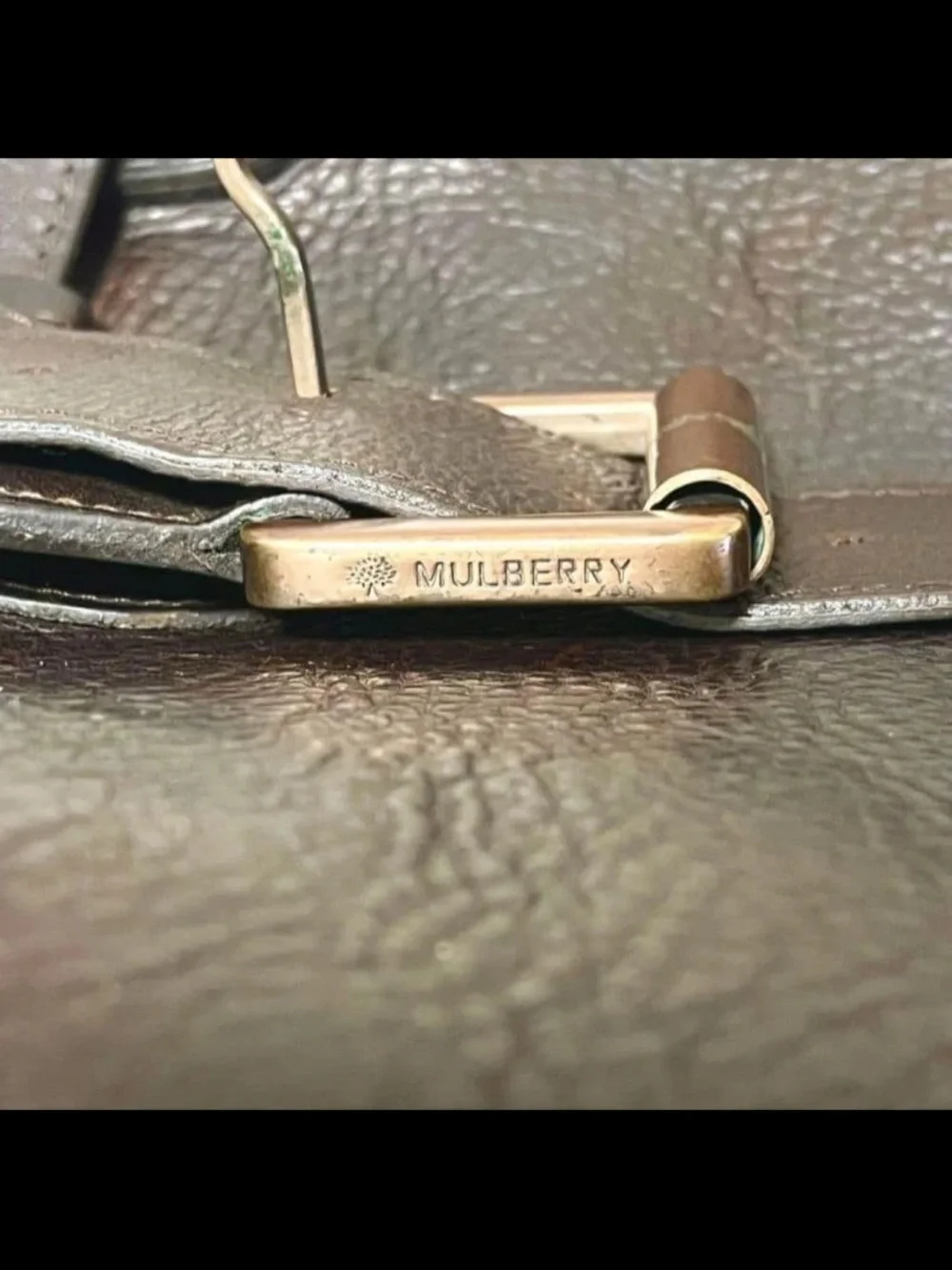 Mulberry Dark Brown Leather Shoulder Tote with Buckle Strap
